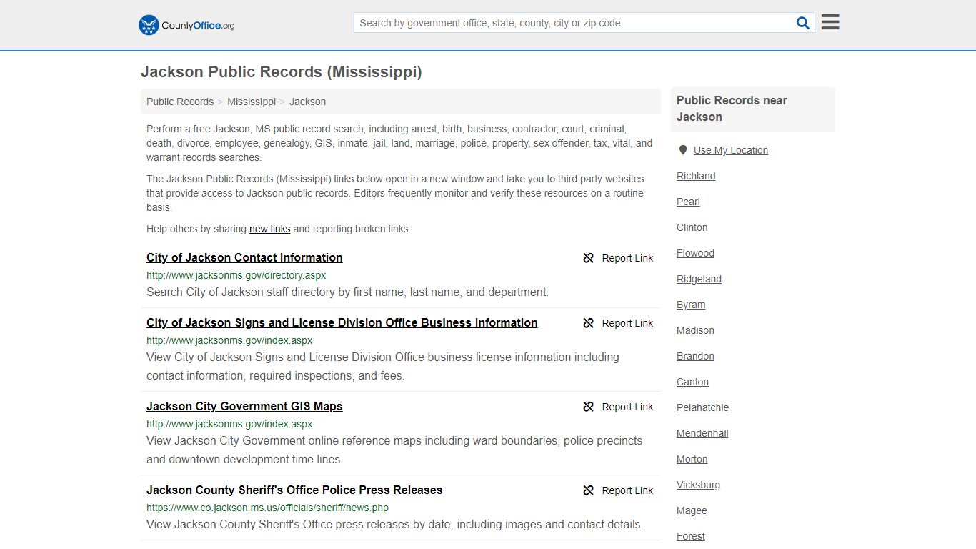 Public Records - Jackson, MS (Business, Criminal, GIS ...